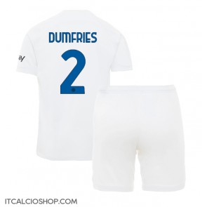 Inter Milan Denzel Dumfries #2 Seconda Maglia Bambino 2023-24 Manica Corta (+ Pantaloni corti)